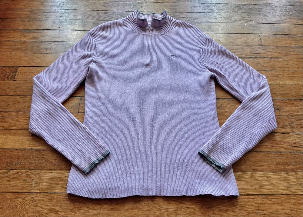 IZOD Pink/Gray Ribbed Knit 1/4 Zip Sweater sz XL
